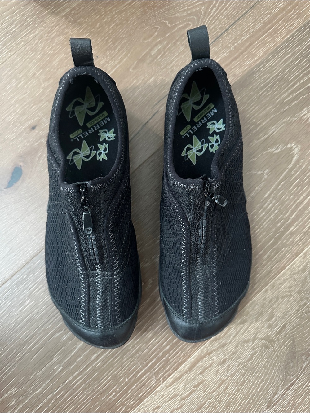 Merrell Black Front-Zip Slip-On Sneakers